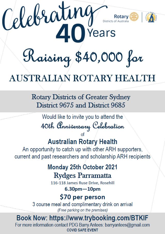 Australian Rotary Health 40th Anniversary Dinner District 9675